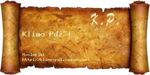 Klimo Pál névjegykártya